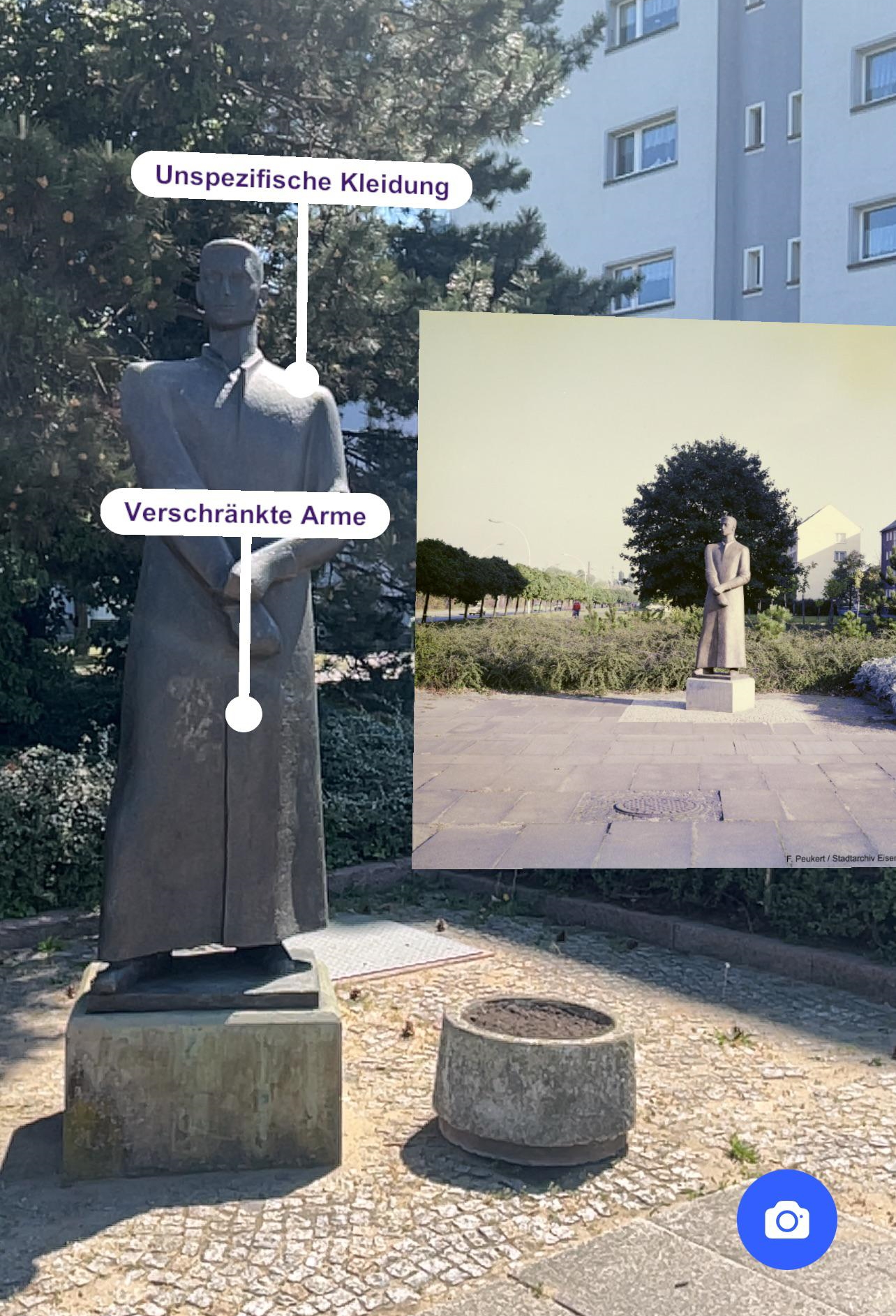 Ansicht einer Skulptur im AR Modus